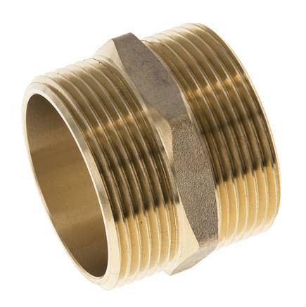 Double Nipple G1 1/2'' Brass Flat Seal 16bar (224.8psi) 48mm Hex