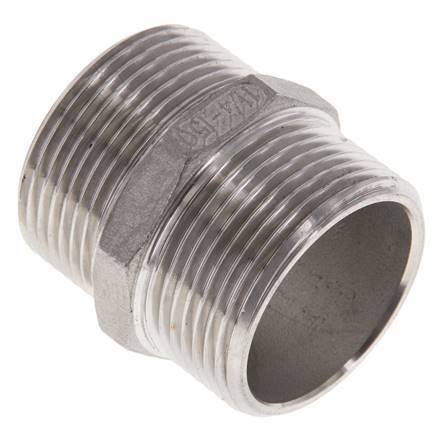 Espiga doble G1 1/4'' acero inoxidable junta plana 16bar (224.8psi) 45mm hexagonal