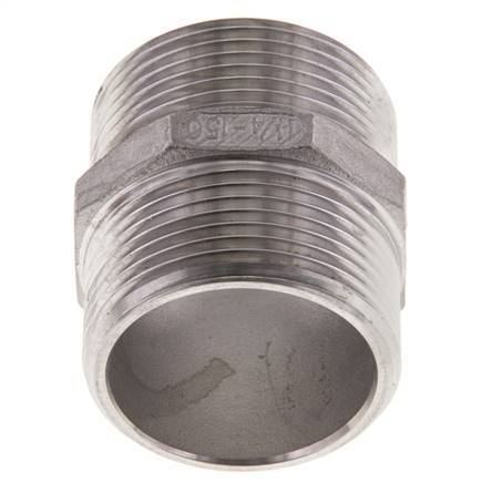 Espiga doble G1 1/4'' acero inoxidable junta plana 16bar (224.8psi) 45mm hexagonal
