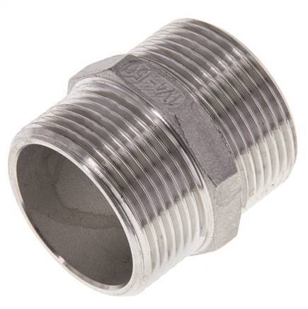 Espiga doble G1 1/4'' acero inoxidable junta plana 16bar (224.8psi) 45mm hexagonal
