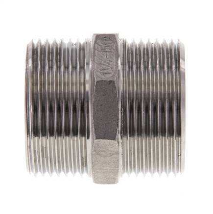 Espiga doble G1 1/4'' acero inoxidable junta plana 16bar (224.8psi) 45mm hexagonal