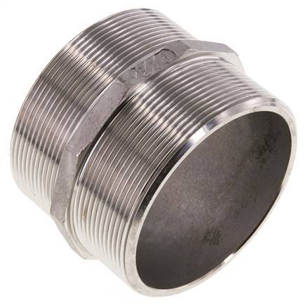 Double Nipple G3'' Stainless Steel Flat Seal 16bar (224.8psi) 92mm Hex