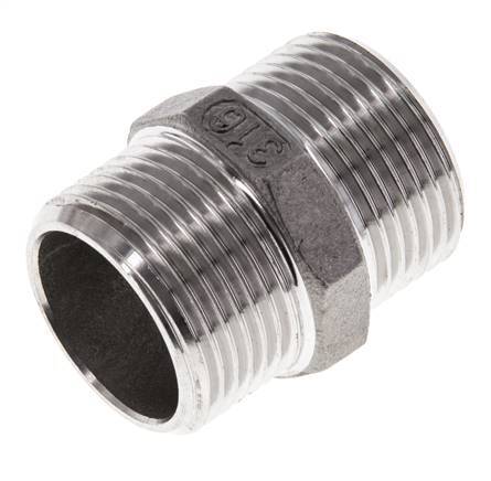 Espiga doble G3/4'' Acero inoxidable Junta plana 16bar (224.8psi) 29mm Hex.