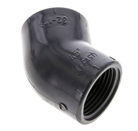 45deg Angled Fitting Rp1'' Female PVC-U 16bar (224.8psi) EN 1452-3 [2 Pieces]
