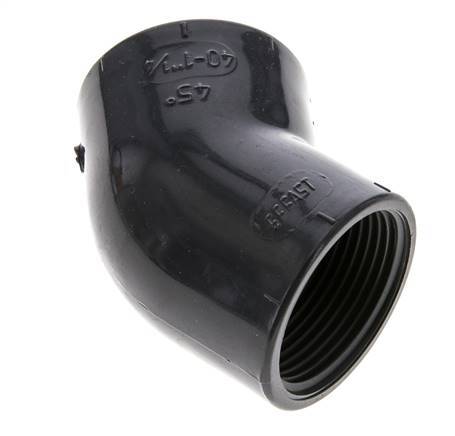 45deg Angled Fitting Rp1 1/4'' Female PVC-U 16bar (224.8psi) EN 1452-3 [2 Pieces]