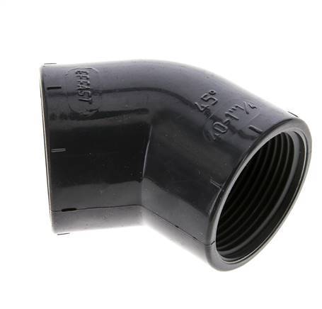 45deg Angled Fitting Rp1 1/4'' Female PVC-U 16bar (224.8psi) EN 1452-3 [2 Pieces]