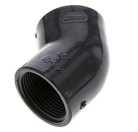 45deg Angled Fitting Rp1 1/4'' Female PVC-U 16bar (224.8psi) EN 1452-3 [2 Pieces]