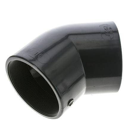 Racor acodado 45deg Rp4'' Hembra PVC-U 16bar (224.8psi) EN 1452-3