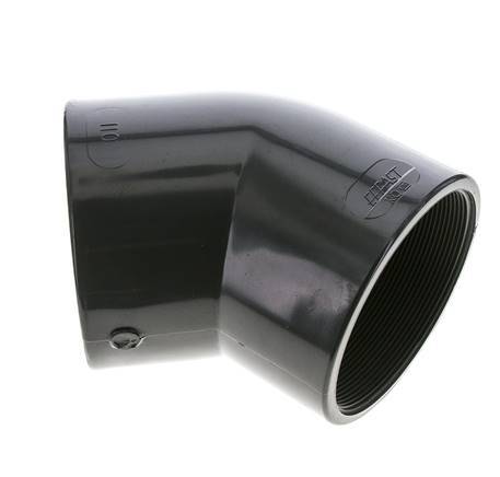 Racor acodado 45deg Rp4'' Hembra PVC-U 16bar (224.8psi) EN 1452-3