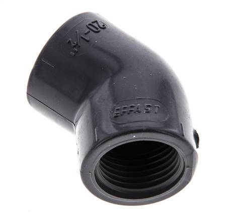 45deg Angled Fitting Rp1/2'' Female PVC-U 16bar (224.8psi) EN 1452-3 [2 Pieces]