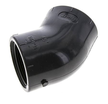 45deg Angled Fitting Rp1 1/2'' Female PVC-U 16bar (224.8psi) EN 1452-3