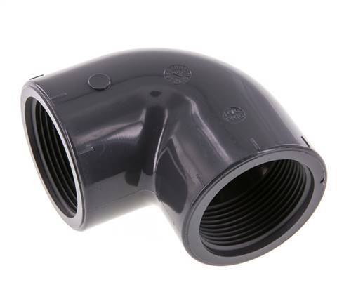 Racor en ángulo de 90 grados Rp1 1/2'' hembra PVC-U 16bar (224,8psi) EN 1452-3