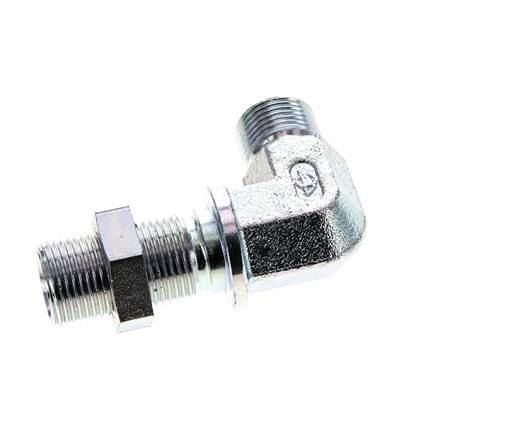 Racor acodado 90deg Pasamuros G3/8'' Acero alta presión 60° Cono 325bar (4566.25psi) Hidráulico