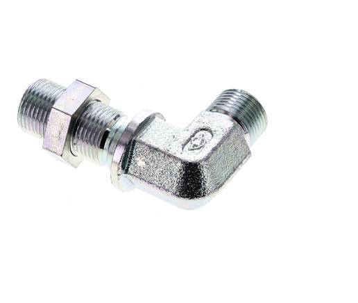 Racor acodado 90deg Pasamuros G3/8'' Acero alta presión 60° Cono 325bar (4566.25psi) Hidráulico