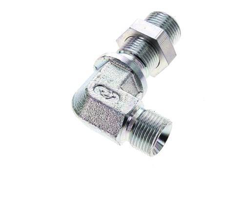Racor acodado 90deg Pasamuros G3/8'' Acero alta presión 60° Cono 325bar (4566.25psi) Hidráulico