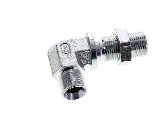 Racor acodado 90deg Pasamuros G3/8'' Acero alta presión 60° Cono 325bar (4566.25psi) Hidráulico