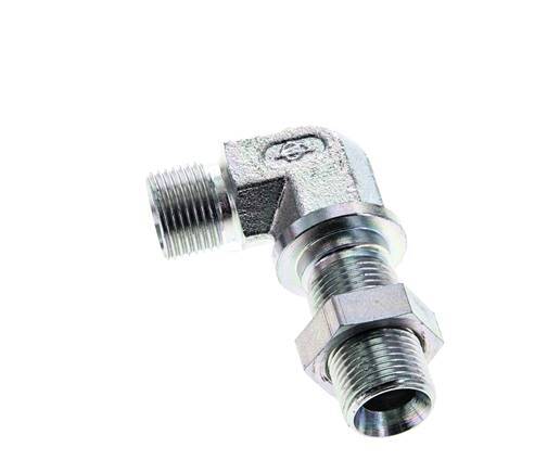 Racor acodado 90deg Pasamuros G3/8'' Acero alta presión 60° Cono 325bar (4566.25psi) Hidráulico