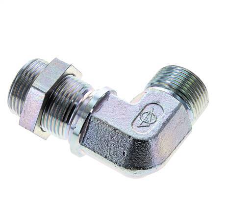 Racor acodado 90deg Pasamuros G1'' Acero alta presión 60° Cono 225bar (3161.25psi) Hidráulico