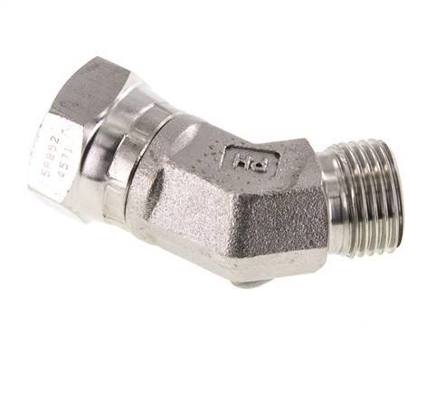Racor Acodado 45deg G1/2'' Hembra x Macho Acero Inoxidable Alta Presión 60° Cono 300bar (4215.0psi) Hidráulico