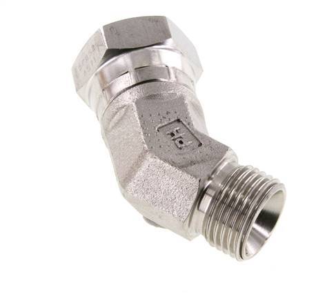Racor Acodado 45deg G1/2'' Hembra x Macho Acero Inoxidable Alta Presión 60° Cono 300bar (4215.0psi) Hidráulico