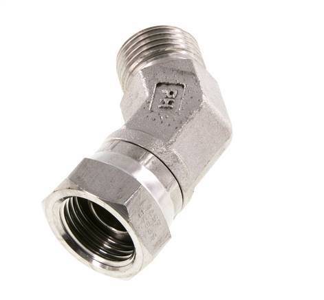 Racor Acodado 45deg G1/2'' Hembra x Macho Acero Inoxidable Alta Presión 60° Cono 300bar (4215.0psi) Hidráulico