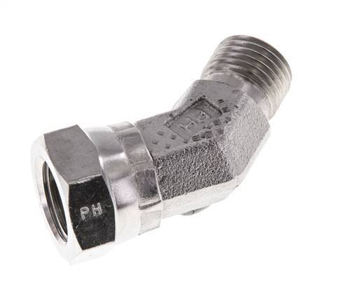 45deg Angled Fitting G1/4'' Female x Male High Pressure Stainless Steel 60° Cone 350bar (4917.5psi) Hydraulic