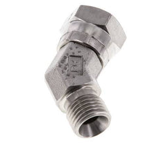 Racor Acodado 45deg G1/4'' Hembra x Macho Acero Inoxidable Alta Presión 60° Cono 350bar (4917.5psi) Hidráulico