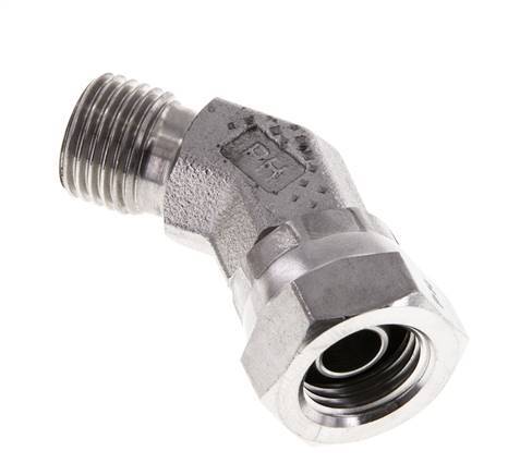 Racor Acodado 45deg G1/4'' Hembra x Macho Acero Inoxidable Alta Presión 60° Cono 350bar (4917.5psi) Hidráulico