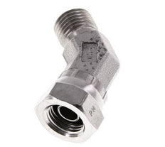 Racor Acodado 45deg G1/4'' Hembra x Macho Acero Inoxidable Alta Presión 60° Cono 350bar (4917.5psi) Hidráulico