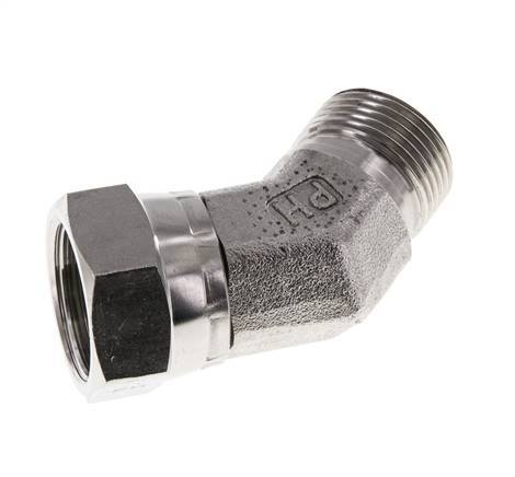 Racor Acodado 45deg G3/4'' Hembra x Macho Acero Inoxidable Alta Presión 60° Cono 175bar (2458.75psi) Hidráulico