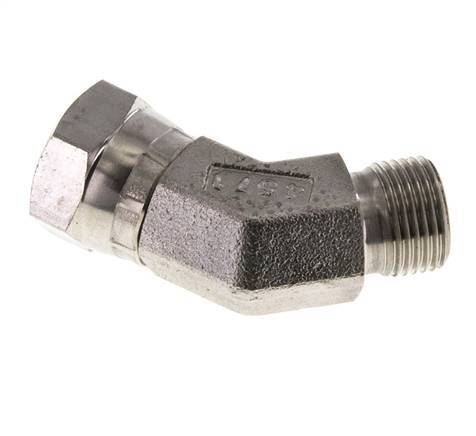 45deg Angled Fitting G3/8'' Female x Male High Pressure Stainless Steel 60° Cone 325bar (4566.25psi) Hydraulic
