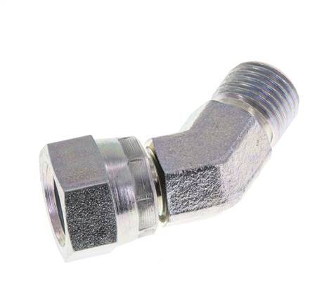 Racor Acodado 45deg G1/4'' Hembra x Macho Acero Alta Presión 60° Cono 350bar (4917.5psi) Hidráulico