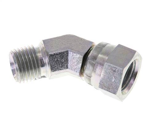 Racor Acodado 45deg G1/4'' Hembra x Macho Acero Alta Presión 60° Cono 350bar (4917.5psi) Hidráulico