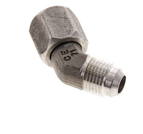 Racor acodado 45deg JIC UNF 9/16''-18 Macho x Hembra Acero inoxidable 275bar (3863.75psi)