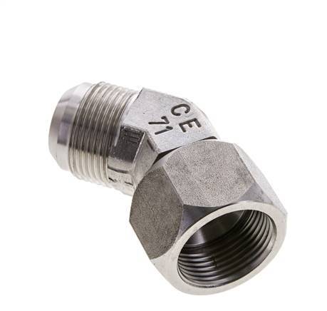 45deg JIC Angled Fitting UN 1-5/16''-12 Male x Female Stainless Steel 170bar (2388.5psi)