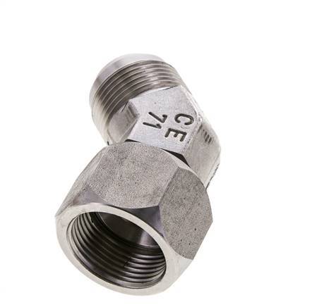 45deg JIC Angled Fitting UN 1-5/16''-12 Male x Female Stainless Steel 170bar (2388.5psi)