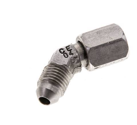 Racor acodado 45deg JIC UNF 7/16''-20 Macho x Hembra Acero inoxidable 310bar (4355.5psi)