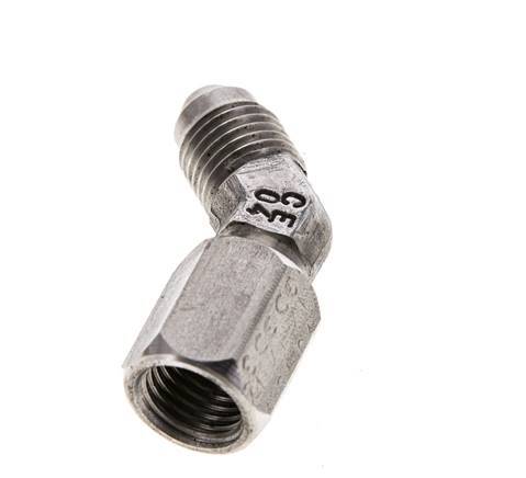 Racor acodado 45deg JIC UNF 7/16''-20 Macho x Hembra Acero inoxidable 310bar (4355.5psi)