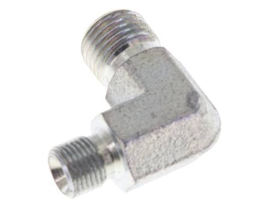 Racor reductor acodado 90deg G1/8'' x G1/4'' Acero alta presión 60° Cono 350bar (4917.5psi) Hidráulico