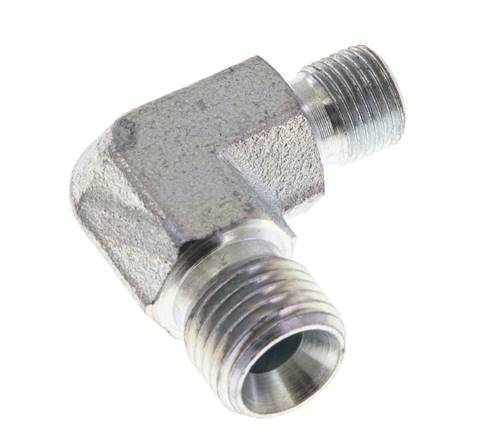 Racor reductor acodado 90deg G1/8'' x G1/4'' Acero alta presión 60° Cono 350bar (4917.5psi) Hidráulico