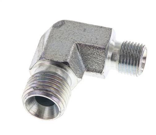 Racor reductor acodado 90deg G1/8'' x G1/4'' Acero alta presión 60° Cono 350bar (4917.5psi) Hidráulico