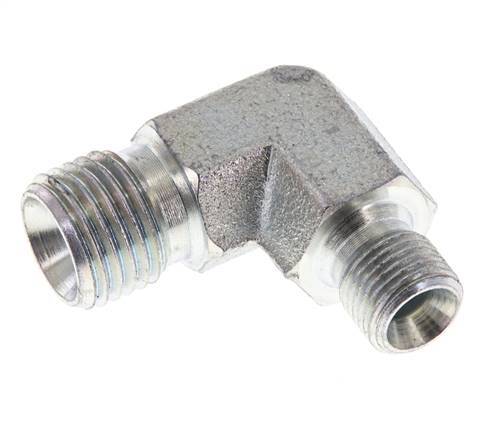 Racor reductor acodado 90deg G1/8'' x G1/4'' Acero alta presión 60° Cono 350bar (4917.5psi) Hidráulico