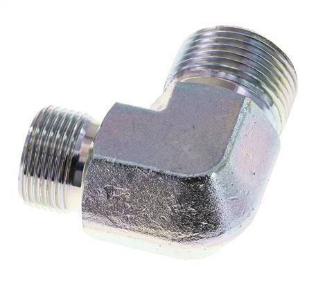 Racor Reductor Acodado 90deg G3/4'' x G1'' Acero Alta Presión 60° Cono 225bar (3161.25psi) Hidráulico