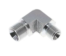 Racor reductor acodado 90deg G1/4'' x G3/8'' Acero alta presión 60° Cono 325bar (4566.25psi) Hidráulico