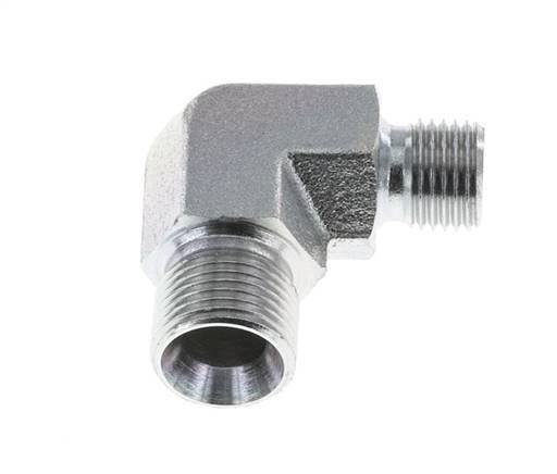 Racor reductor acodado 90deg G1/4'' x G3/8'' Acero alta presión 60° Cono 325bar (4566.25psi) Hidráulico