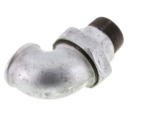 Conector acodado de 90 grados 2'' macho R x hembra Rp hierro fundido junta cónica 25bar (351.25psi)