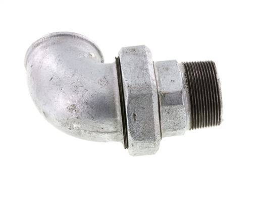 Conector acodado de 90 grados 2'' macho R x hembra Rp hierro fundido junta cónica 25bar (351.25psi)