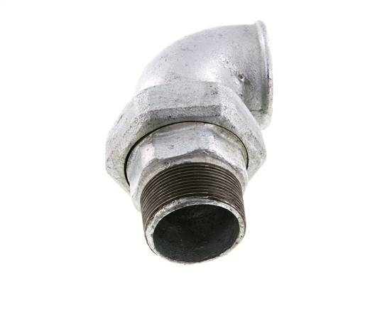 Conector acodado de 90 grados 2'' macho R x hembra Rp hierro fundido junta cónica 25bar (351.25psi)