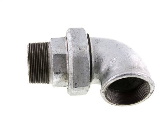 Conector acodado de 90 grados 2'' macho R x hembra Rp hierro fundido junta cónica 25bar (351.25psi)