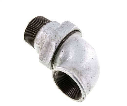 Conector acodado de 90 grados 2'' macho R x hembra Rp hierro fundido junta cónica 25bar (351.25psi)